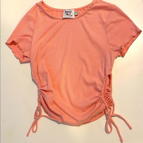 Princess Polly pink short sleeve knit cinch top medium size US 8 - Picture 1 of 4